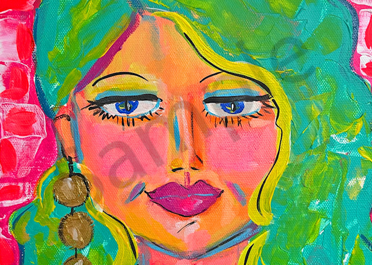 colorful girl art, artistic tote bag, colorful phone case, colorful art print 