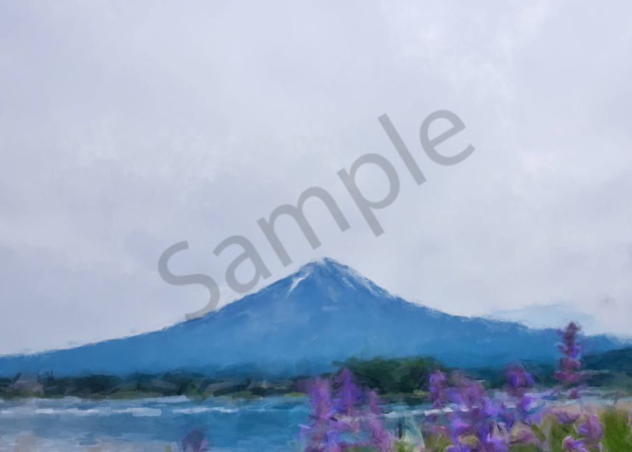 Mount Fuji And Purple Flowers Art | Windhorse