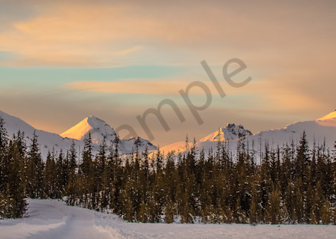 Snowy Cascades  Sunset Pano Wide Print Photography Art | Barb Gonzalez Photography