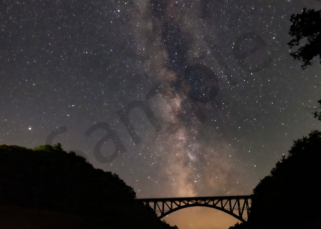 Milky Way above Upper Falls in Letchworth State Park, NY