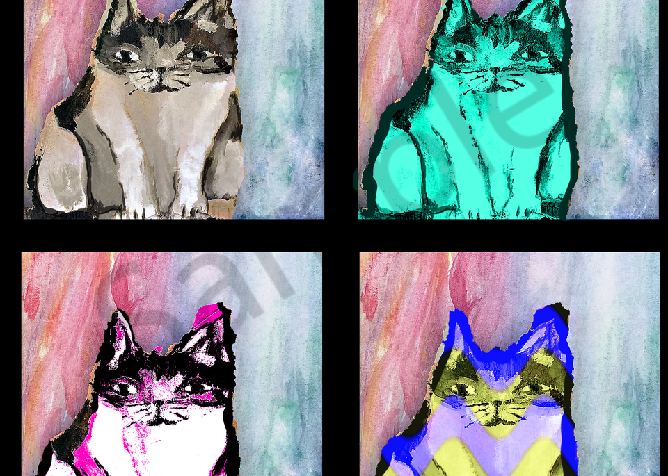 Warhol Themed Kitty Cats Art | Marie Stephens Art