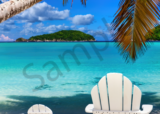 Art Print US Virgin Islands Mermaids Chair Beach