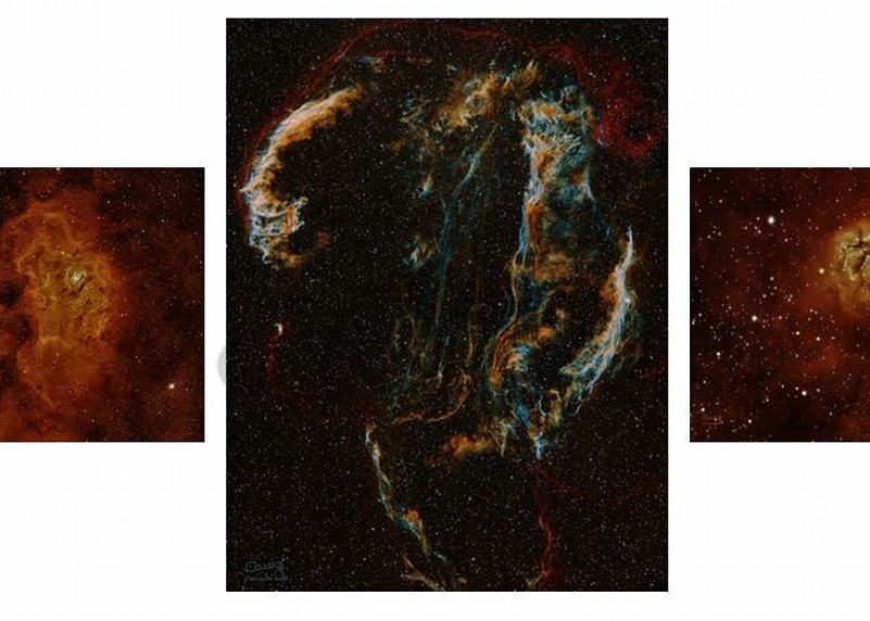 Veil Nebula + Trifid & Lagoon Nebulae Art | Dark Sky Images