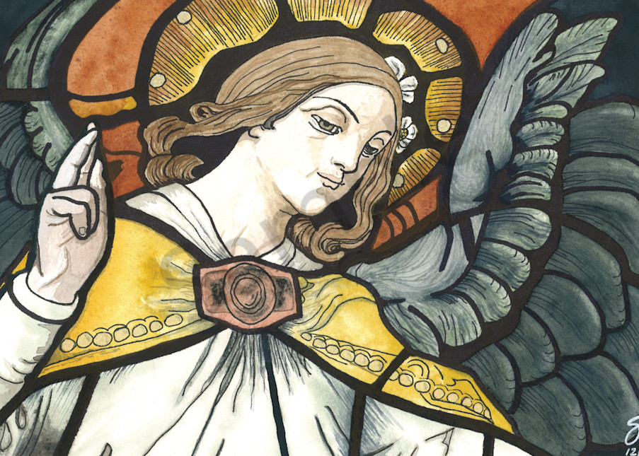 "Stained Glass Angel" - Watercolor