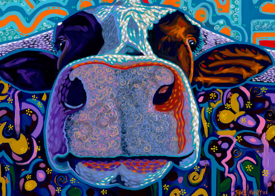 Colorful longhorn paintings by Texas artist, John R. Lowery, available as art prints.