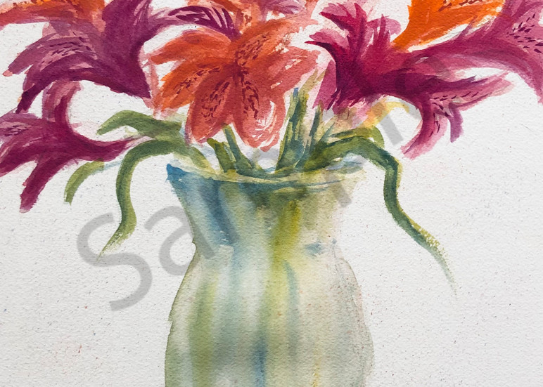 Artsy-Soupy Alstros flowers painting watercolor print
