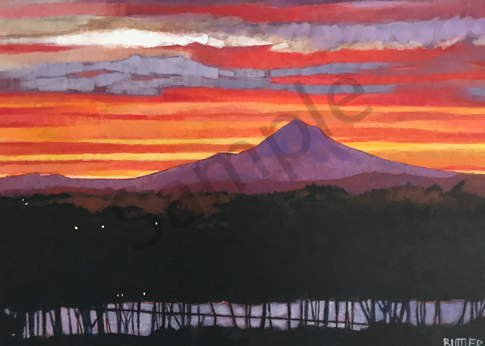 View From My Sister's Window: Mt. Hood At Sunrise Art | Elizabeth Buttler