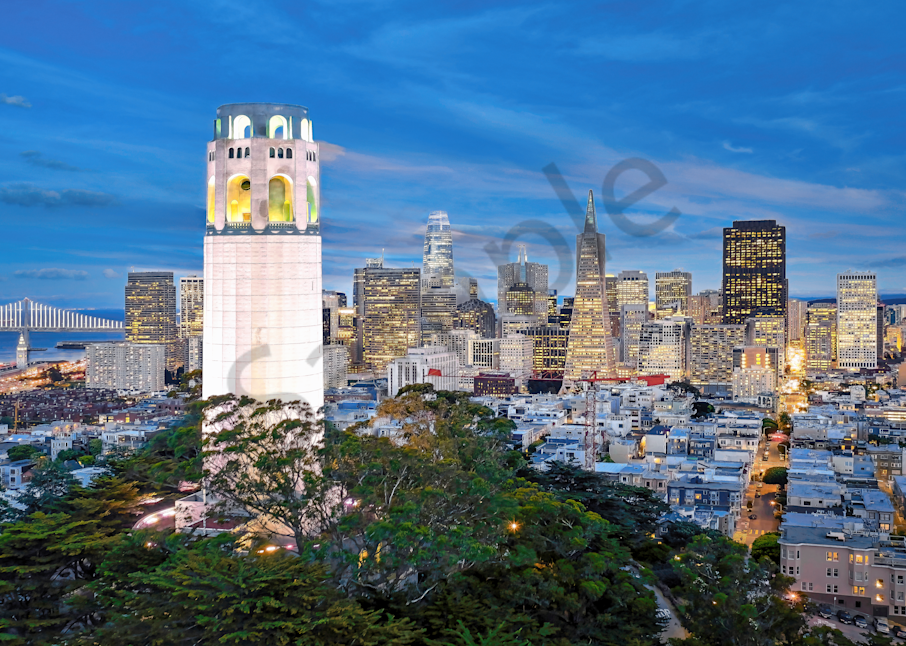 Art Print San Francisco Skyline California Coit Tower