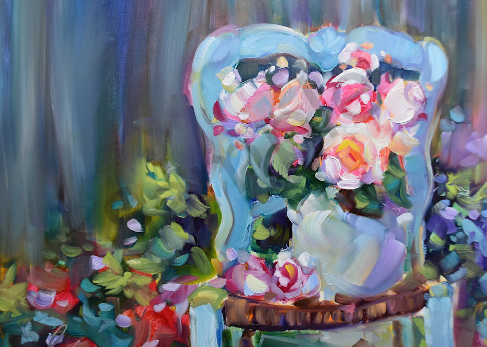 Blue Chair Floral Art | Sylvina Rollins Artist