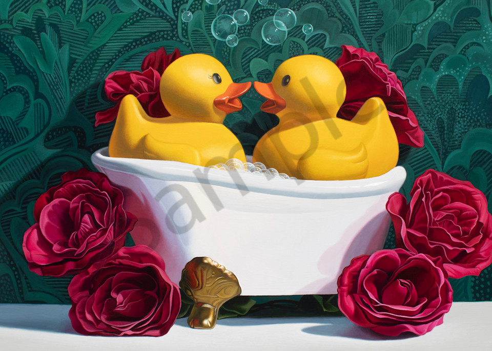 "Love Birds" (green) painting by Kevin Grass