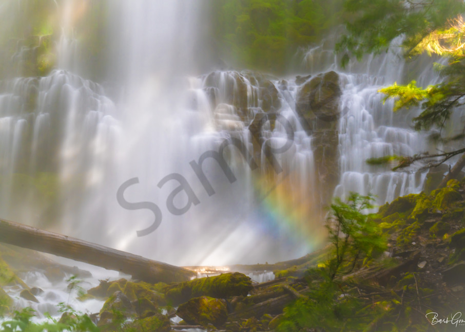 Magical rainbow at Proxy Falls Fine-Art Print for sale by Barb Gonzalez Photography