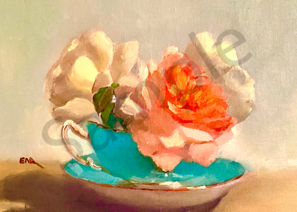 Autumn Roses In Tiffany Cup Art | Ena M Raquer