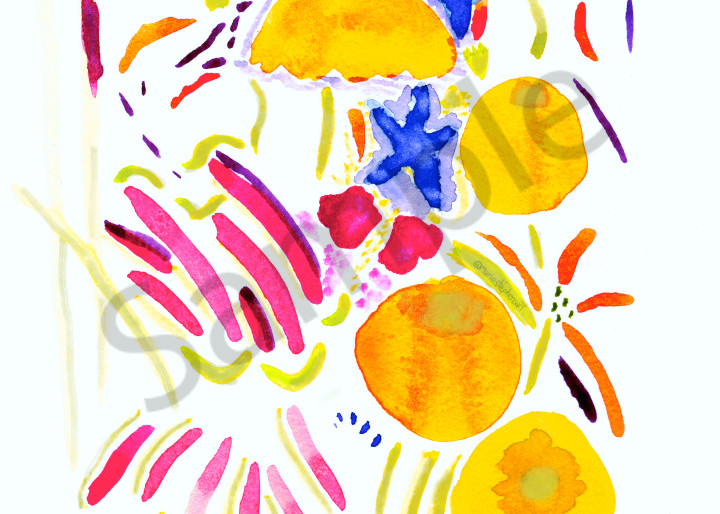 yellow zinnias abstract bouquet watercolor aug 2022 marie stephens art