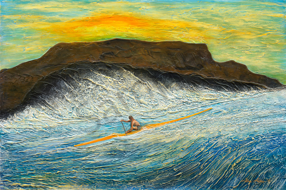Fine Art Painting Sunset Kayak by Alan Aoki