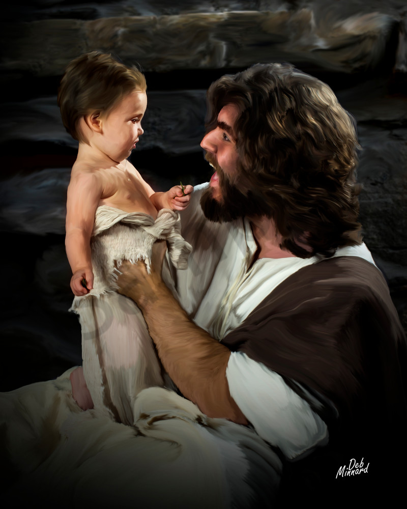 Joyous Jesus surprises baby