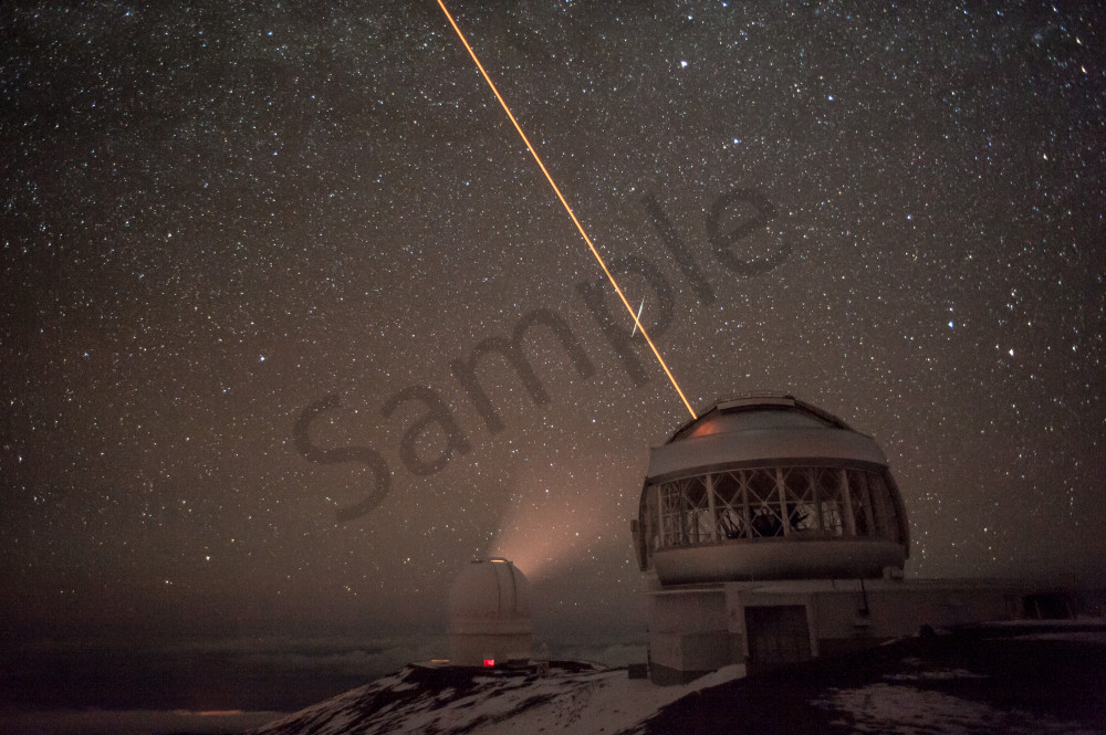 The Gemini and Canada-France observatories "working" on Mauna Kea on the Big Island of Hawaii