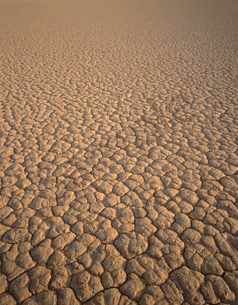 Cracked playa surface on a dry lake bed in Death Valley