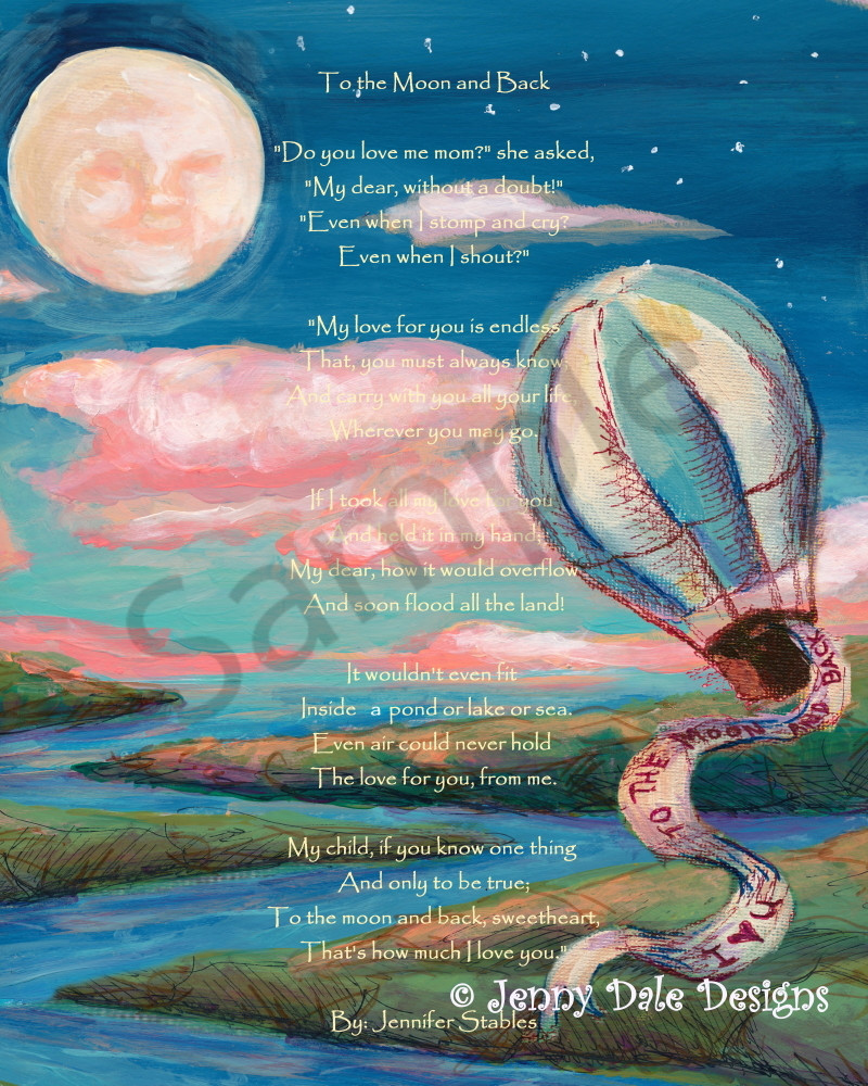 Hot Air Balloon I Love You To The Moon And Back Blue Sky Art Jenny Hot Air Balloon I Love You To The Moon And Back Blue Sky Art Jenny