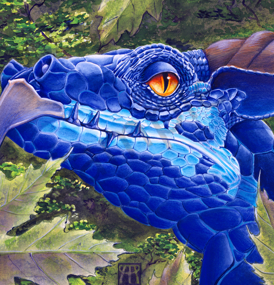 Blue Sapphire Dragon with Amber Eyes