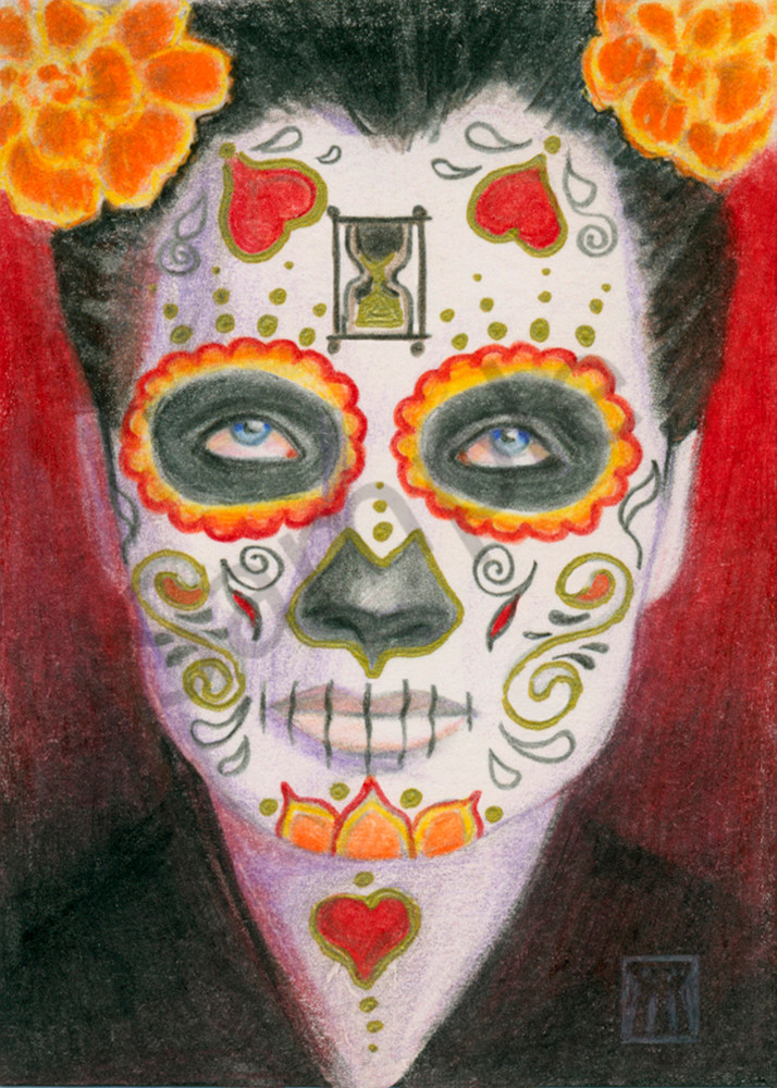 Day of the Dead Face with Hearts