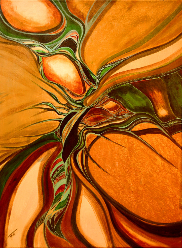 orange abstract, ripple in space, metis art