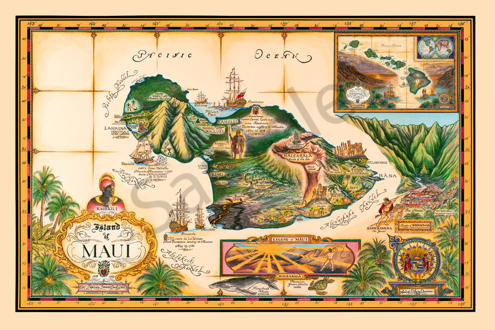 Historical Maps | Map of Maui by Blaise Domino