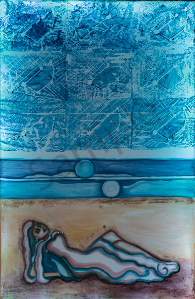 Shipwreck Moonlight Woman on the Beach Print