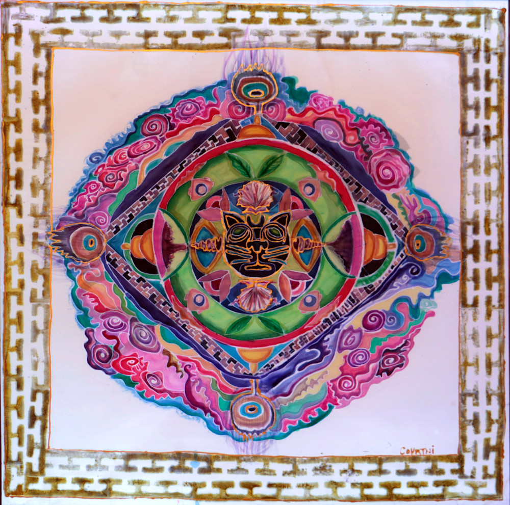 Jaguar Rose Mandala Print for Shamanic Ceremony and Meditation