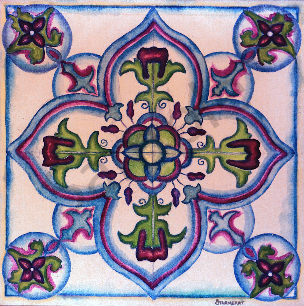 Spanish Tile Azulejo Ceramic Motif Print