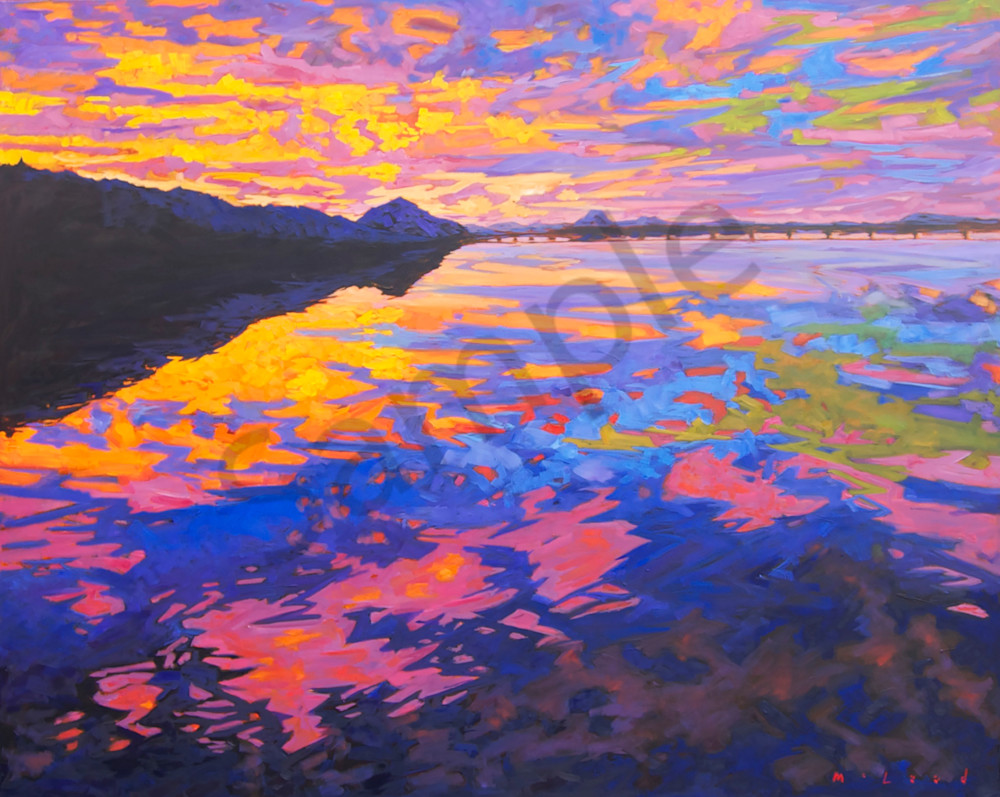 Big Dam Sunset landscape art print by artist Matt McLeod 