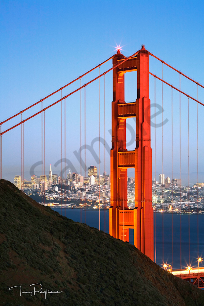Golden Gate Bridge at Dusk photograph for sale as fine art by Tony Pagliaro