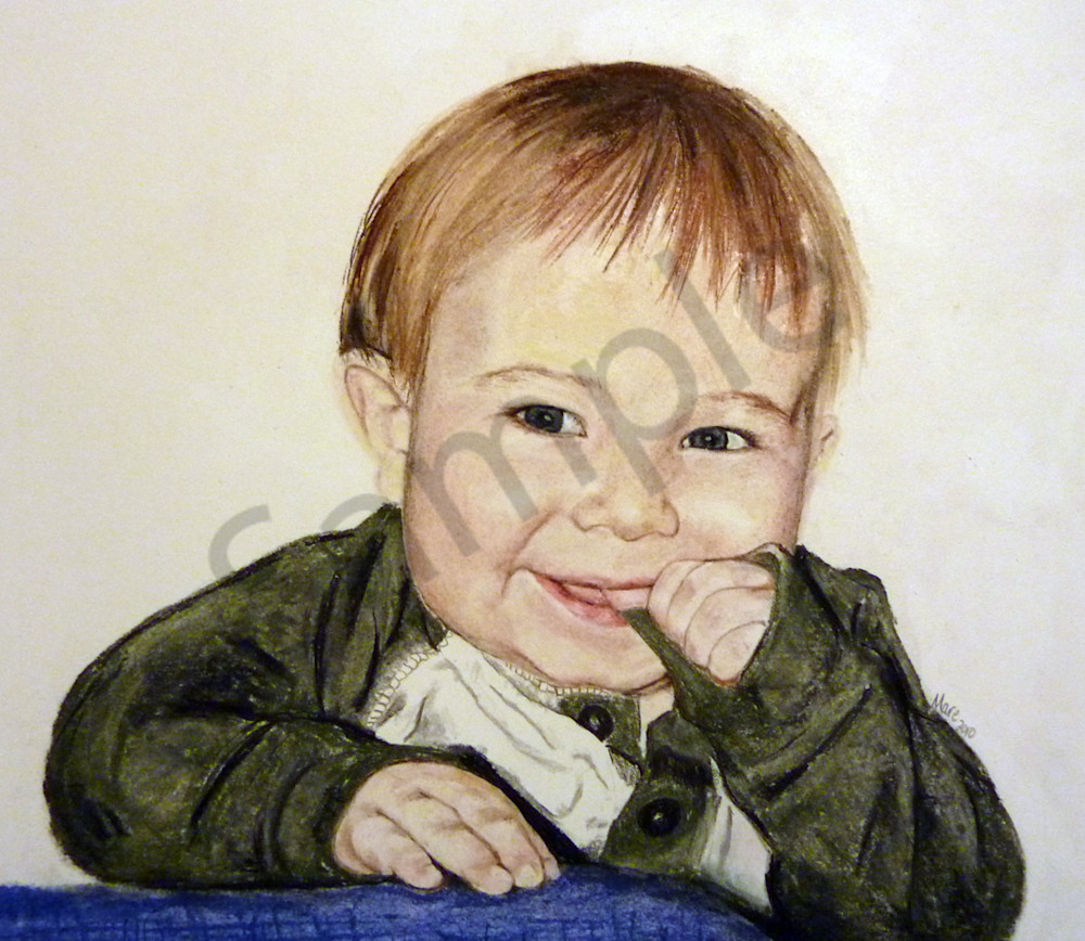 Baby portrait, pastel