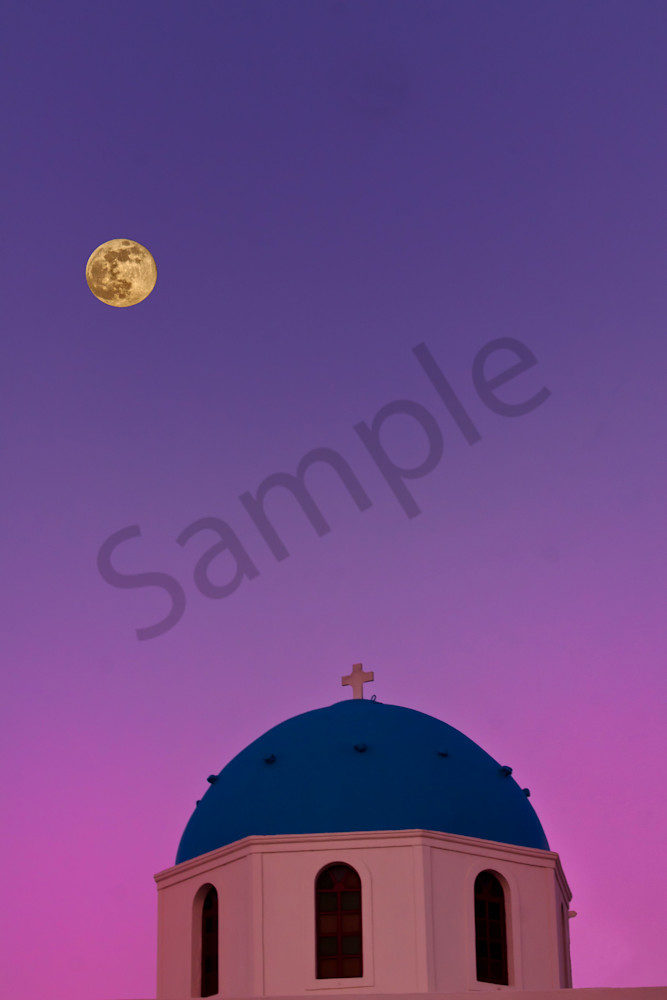 Moonrise Over Santorini Photography Art | John Martell Photography