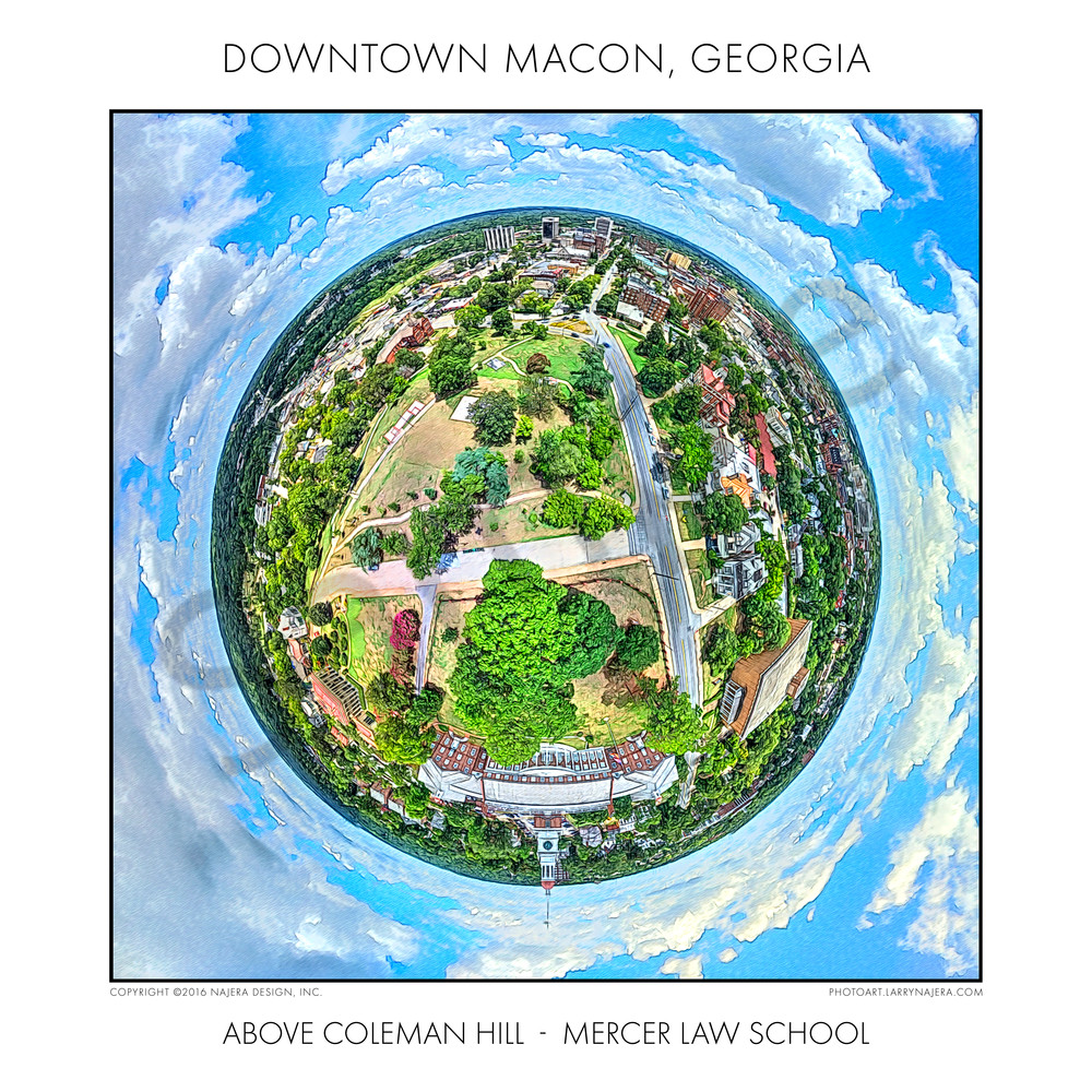 Little Planet Of Downtown Macon Above Coleman Hill Park In Macon, Ga Photography Art | Najera Design, Inc.