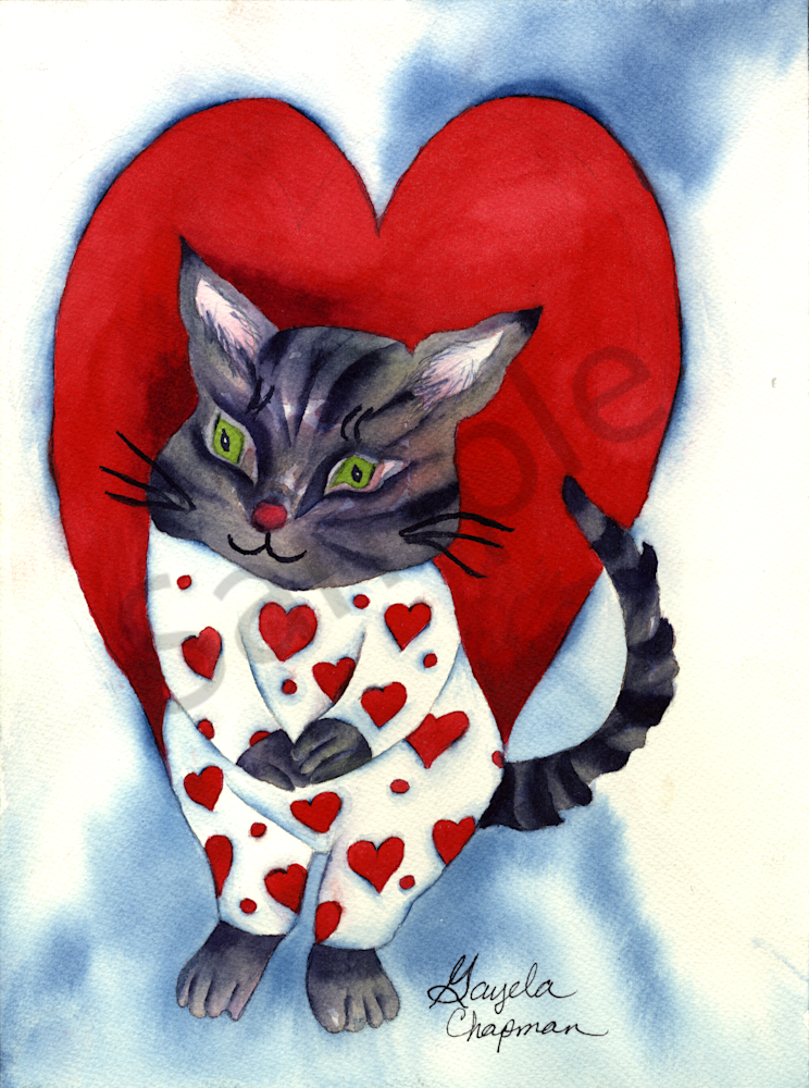 Cat in Heart PJ's art by Gayela's Premiere Watercolor|Main Store
Cat in Heart PJ's art by Gayela's Premiere Watercolor|Main Store