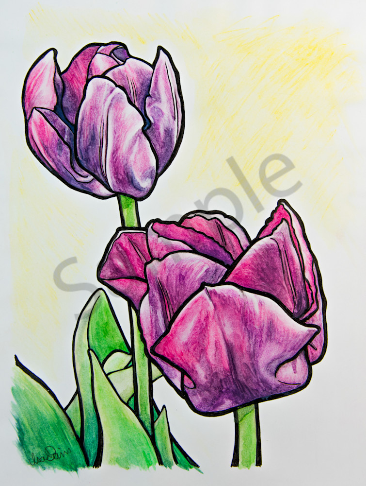 Art Nouveau Purple Tulips Art | Ursa Davis Fine Art & Photography