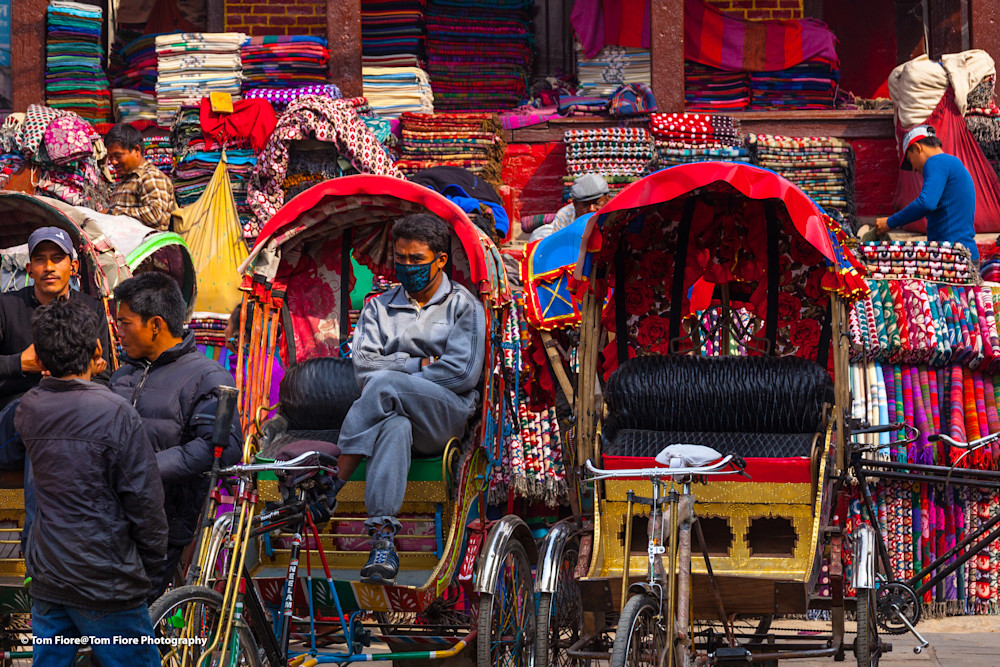 Rikshaws In The Katmandu Market Photography Art | Tom Fiore Photography