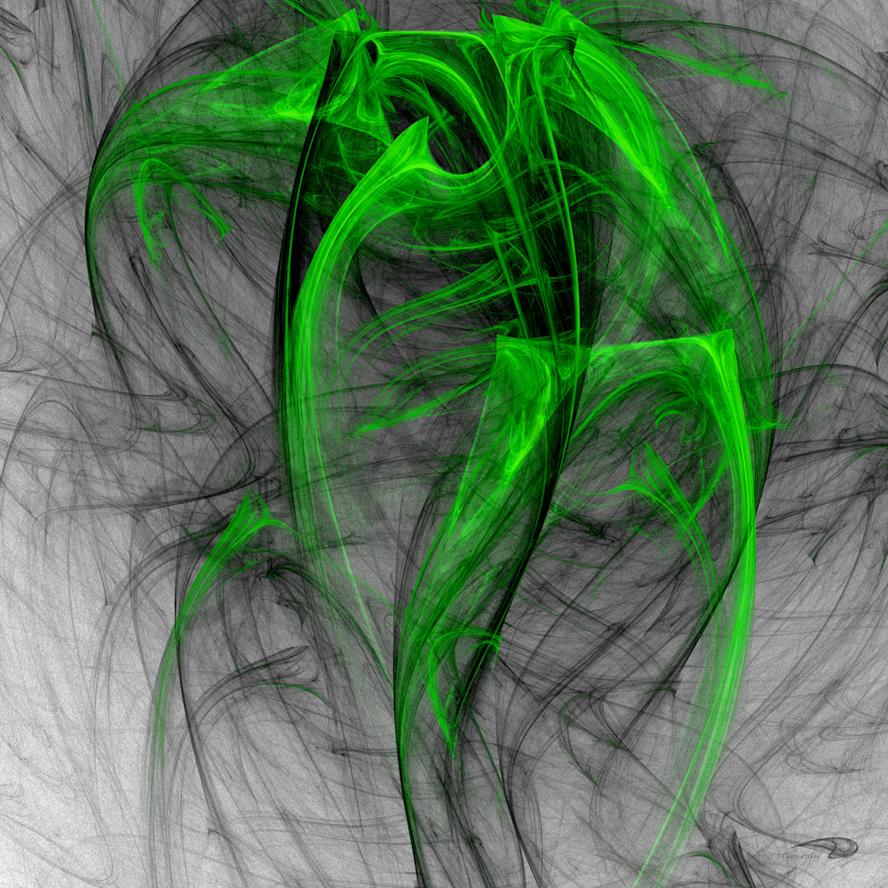 Displaced Vase digital art abstract green and black spilling paint Picasso style by Cheri Freund