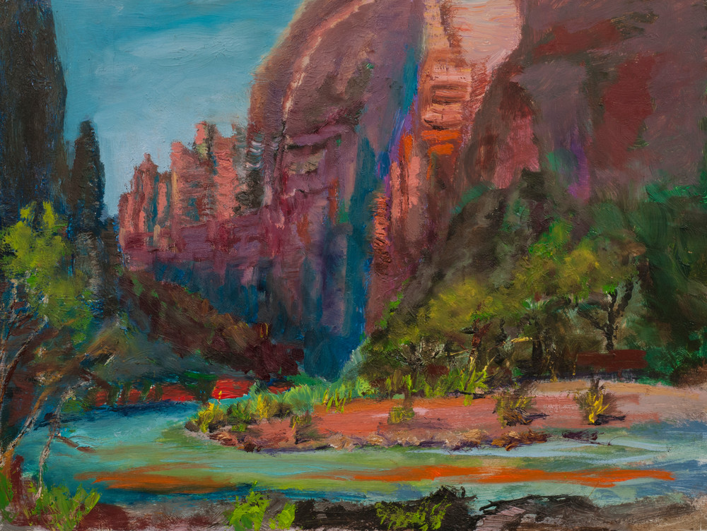 North Face Zion National Park Oil Painting