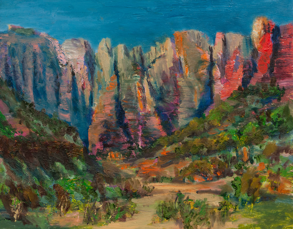 Zion National Park Visitors Center Oil Painting by Mark Hafeman