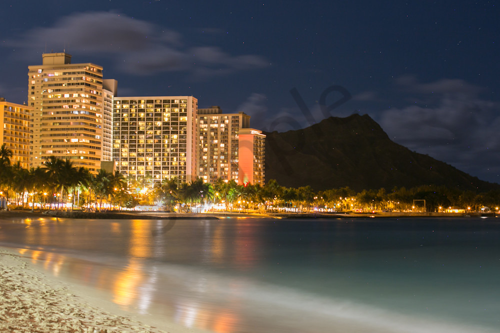 Stunning Waikiki Beach Night photo