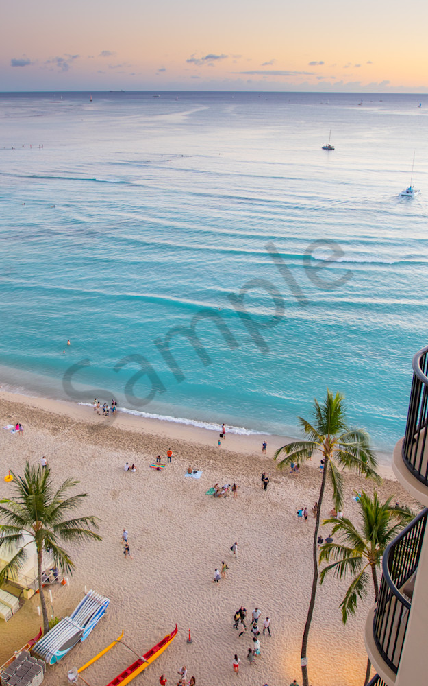 Looking down at Waikiki Beach photo in Canvas, Metal, and Archival Print