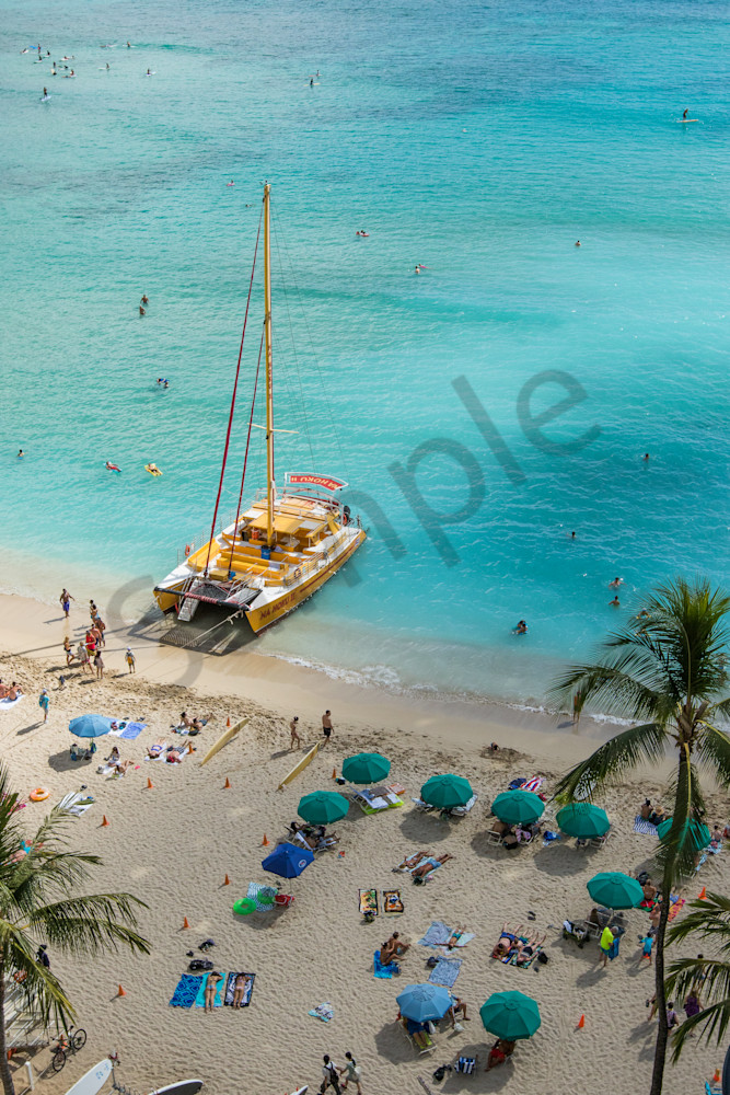 Waikiki Beach Catamaran photo for sale | Barb Gonzalez Photography