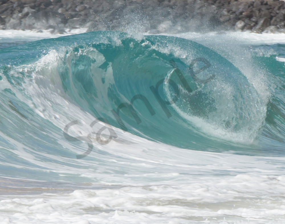 Curling Aqua Wave in Hawaii Photo for Sale