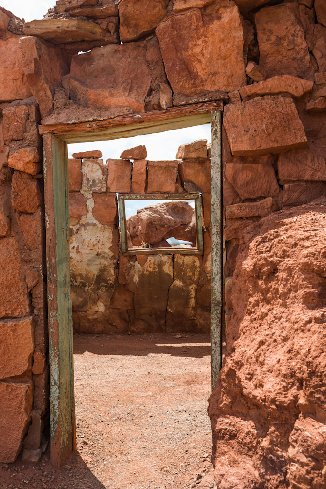 Looking Through Adobe Ruins Doorway Photo available in canvas, metal and archival print