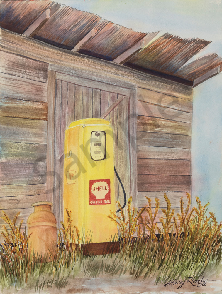 Antique Shell Gas Pump Painting
