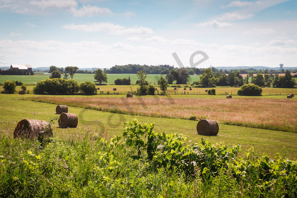 Rural and country landscape photograph of bales of hay in a farmer's field for sale as fine art by Sage  & Balm