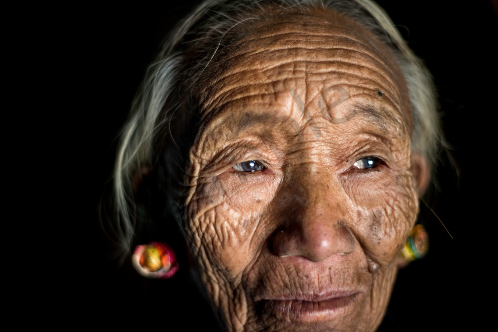 Portrait of old Konyak woman from Nagaland