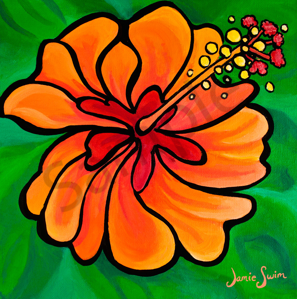 Creamsicle Hibiscus Art | Swim Whimsey