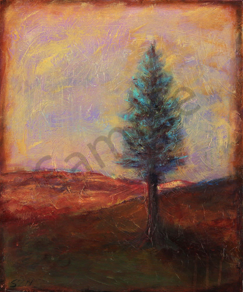 Twilight Meditation is an acrylic painted in muted evening colors. Art by Susan Kraft